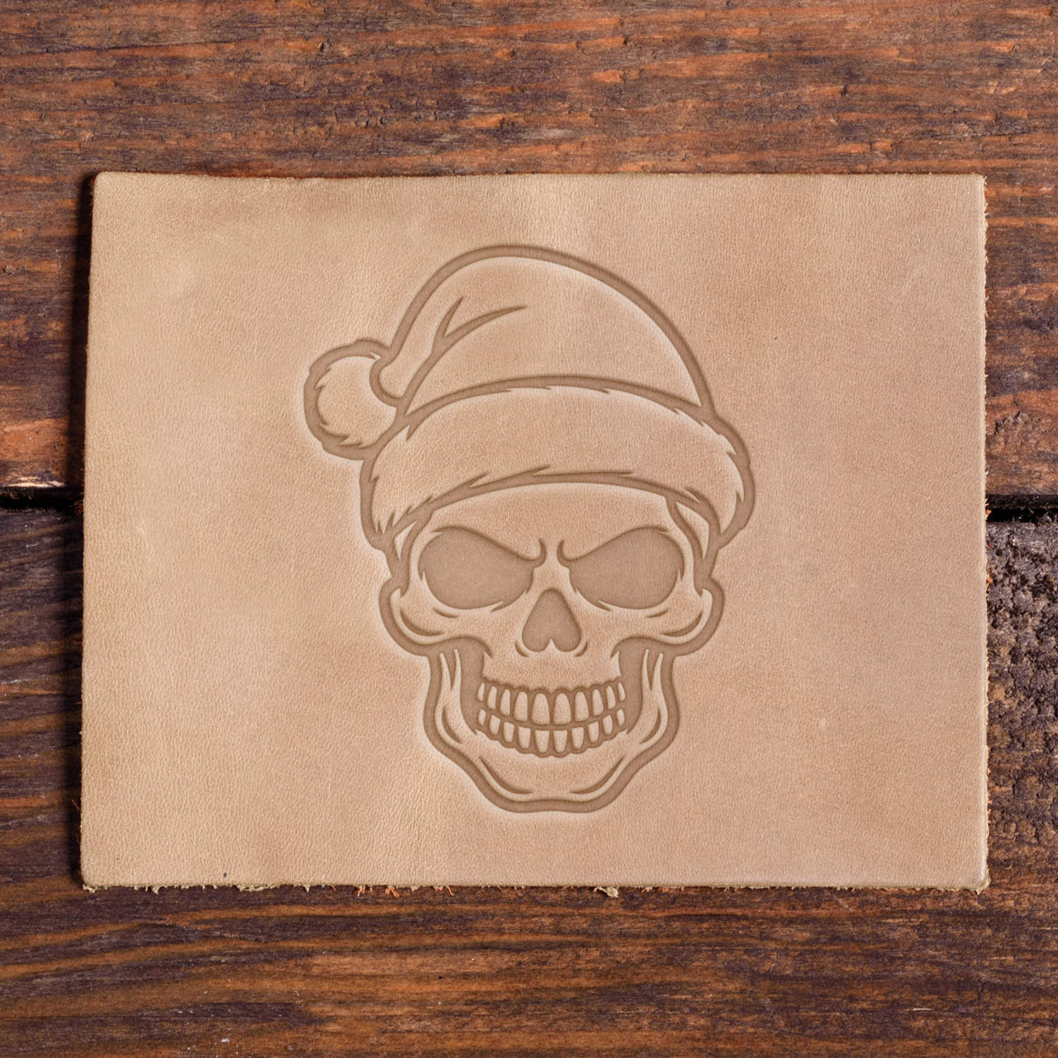 Skull with Santa Hat Delrin Leather Stamp