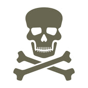 Bold skull and crossbones design rendered as a Delrin leather stamp—perfect for pirate-themed leather patches, spooky Halloween crafts, or edgy accessories with attitude.