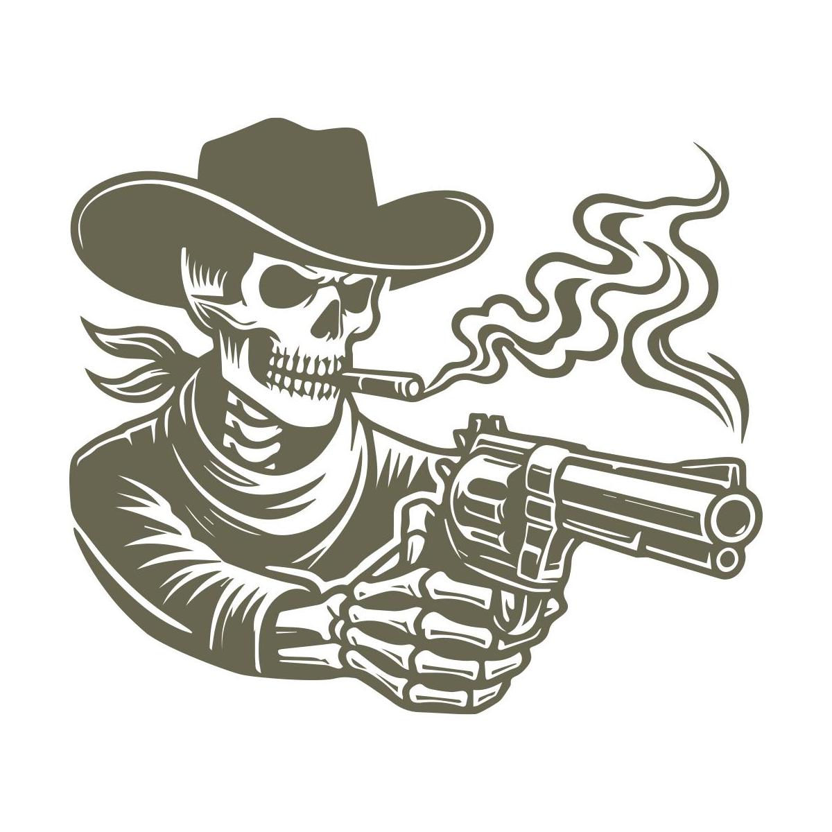 Cowboy Skeleton with Smoking Gun Delrin Leather Stamp