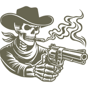 Cowboy Skeleton with Smoking Gun Delrin Leather Stamp