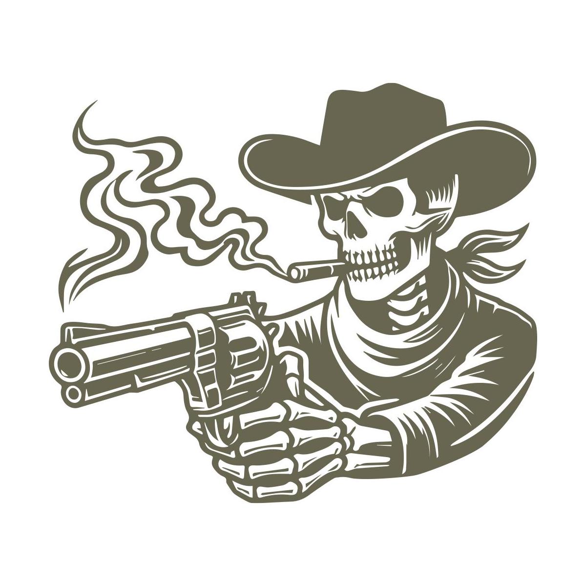 Cowboy Skeleton with Smoking Gun Delrin Leather Stamp