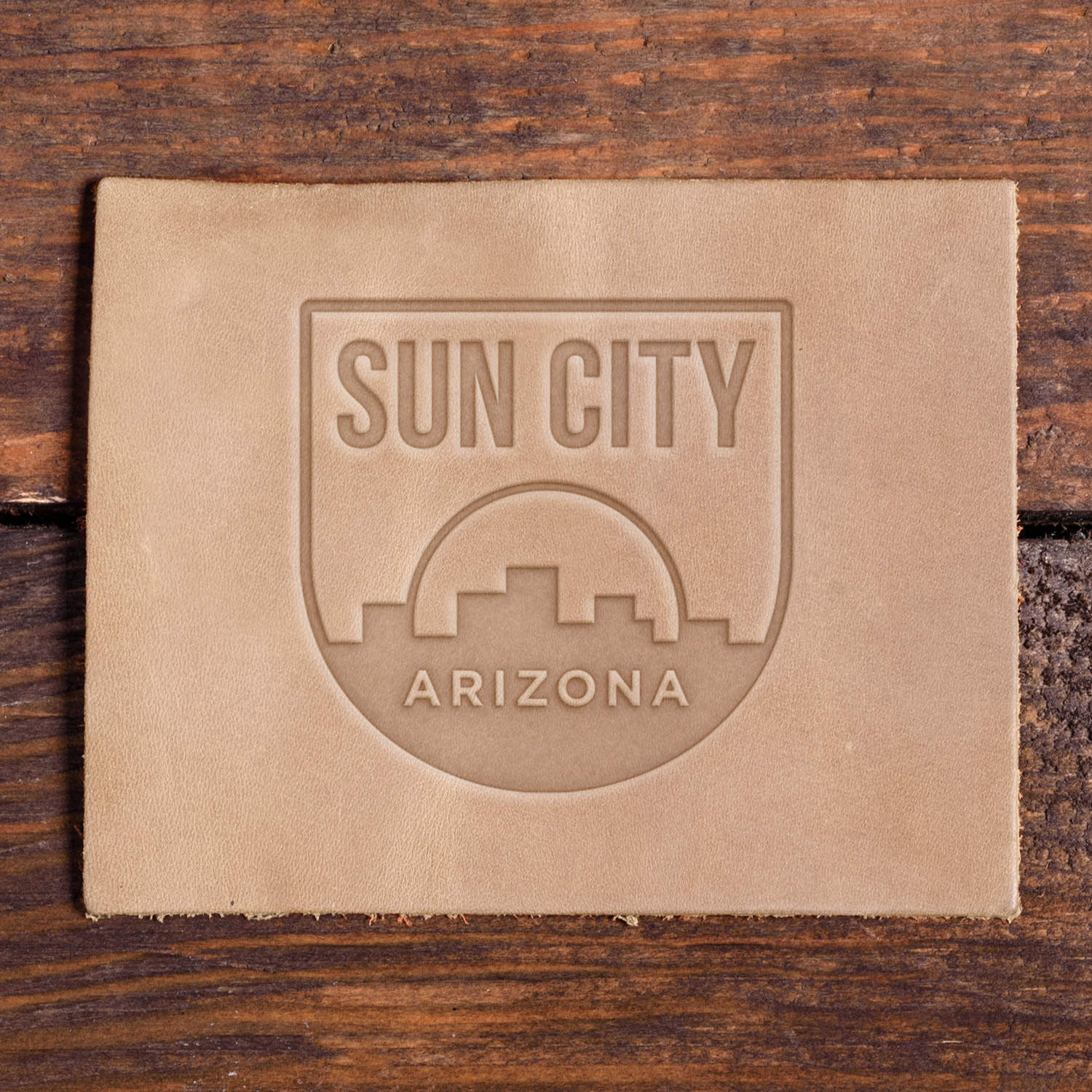 Sun City Arizona Badge Delrin Leather Stamp