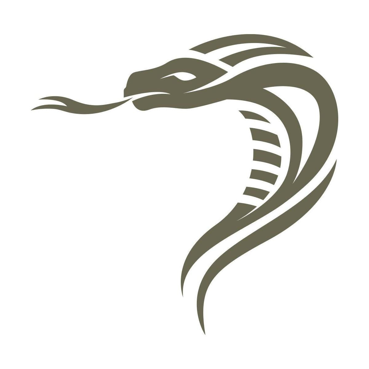 Stylized snake head illustration designed for a Delrin leather stamp.