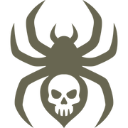 Spider with a skull design in the body, created as artwork for stamping with a Delrin leather stamp.