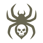 Spider with a skull design in the body, created as artwork for stamping with a Delrin leather stamp.