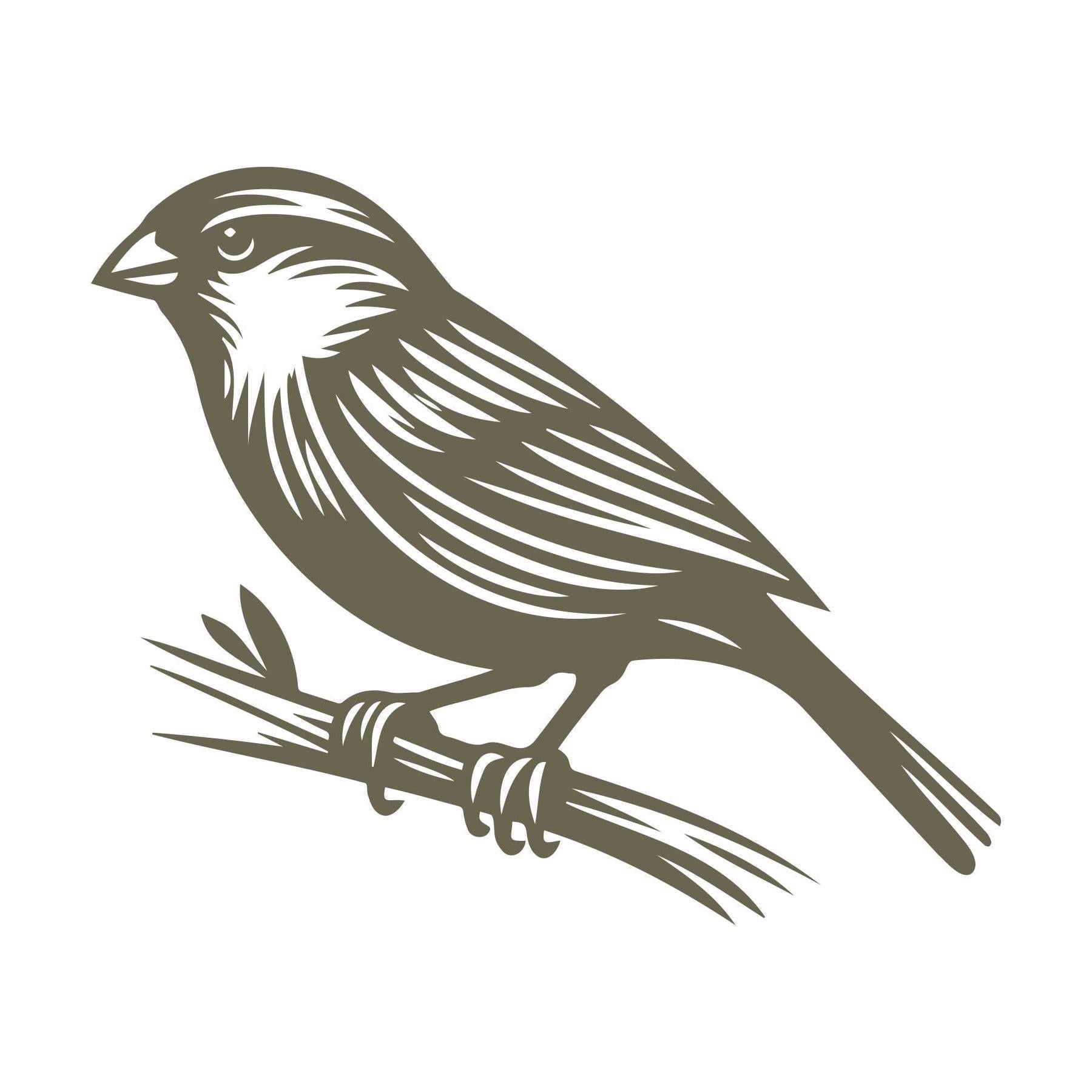 Sparrow on Branch Delrin Leather Stamp