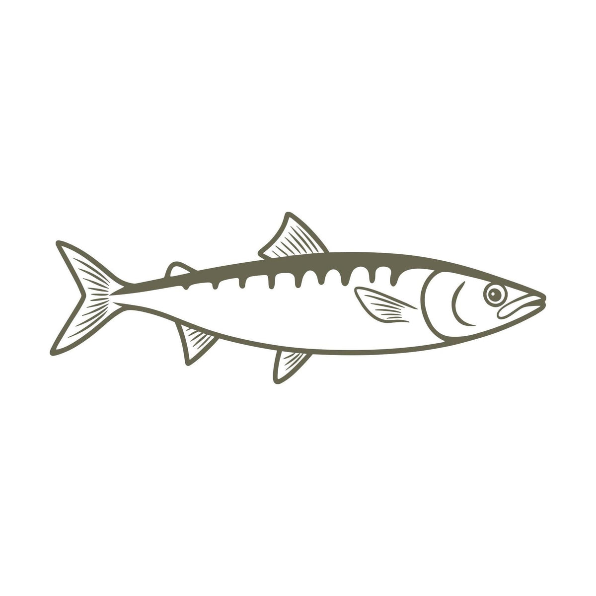 Delrin leather stamp design featuring a detailed sardine fish with sleek fins and scales.