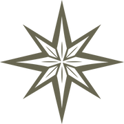 Delrin leather stamp design of an eight-point compass star with clean, sharp lines—perfect for nautical or adventure-themed leather projects.