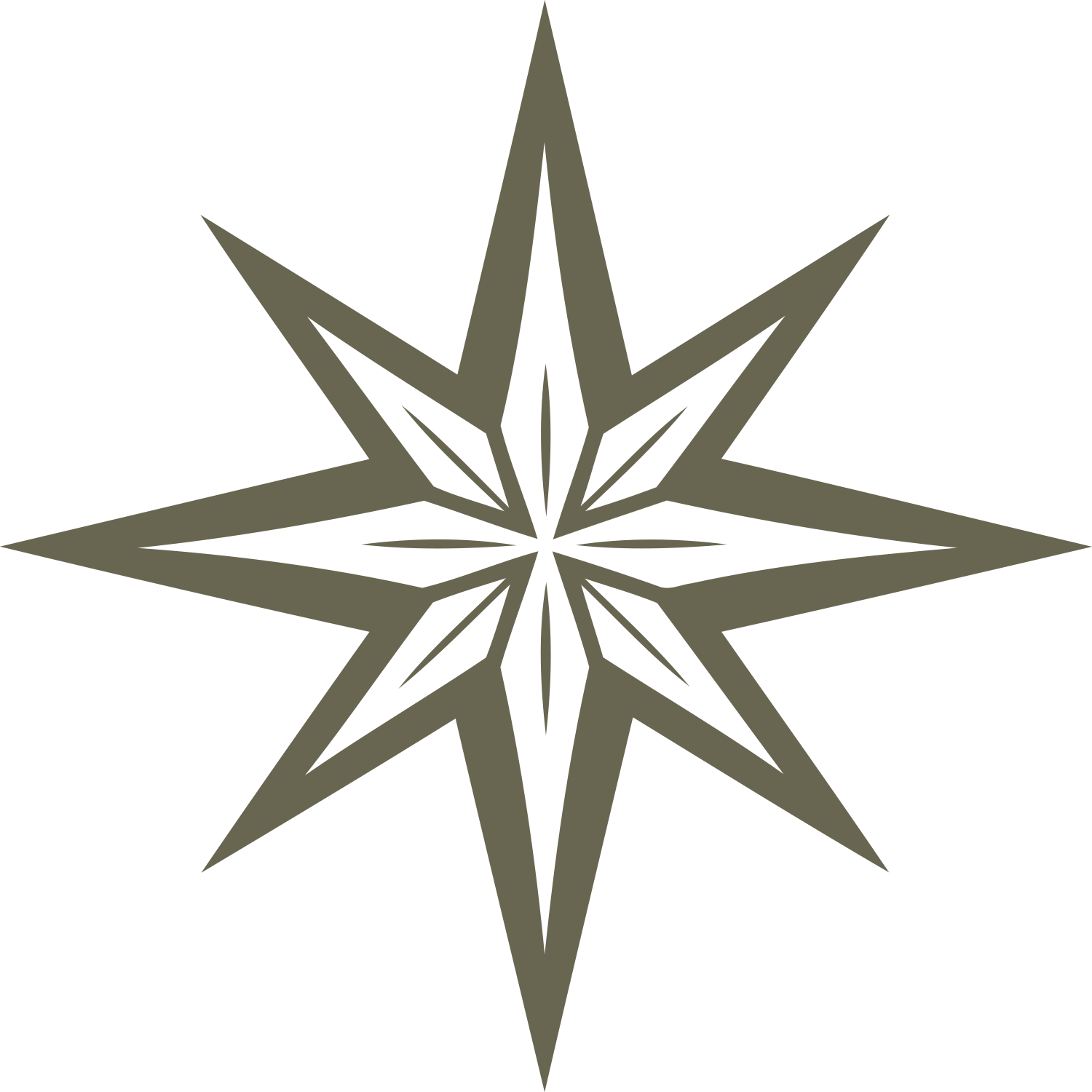Delrin leather stamp design of an eight-point compass star with clean, sharp lines—perfect for nautical or adventure-themed leather projects.
