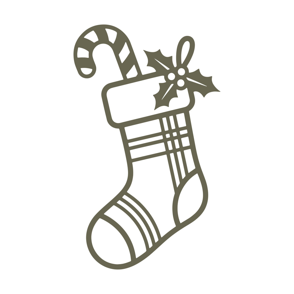 Christmas Stocking with Candy Cane Delrin Leather Stamp
