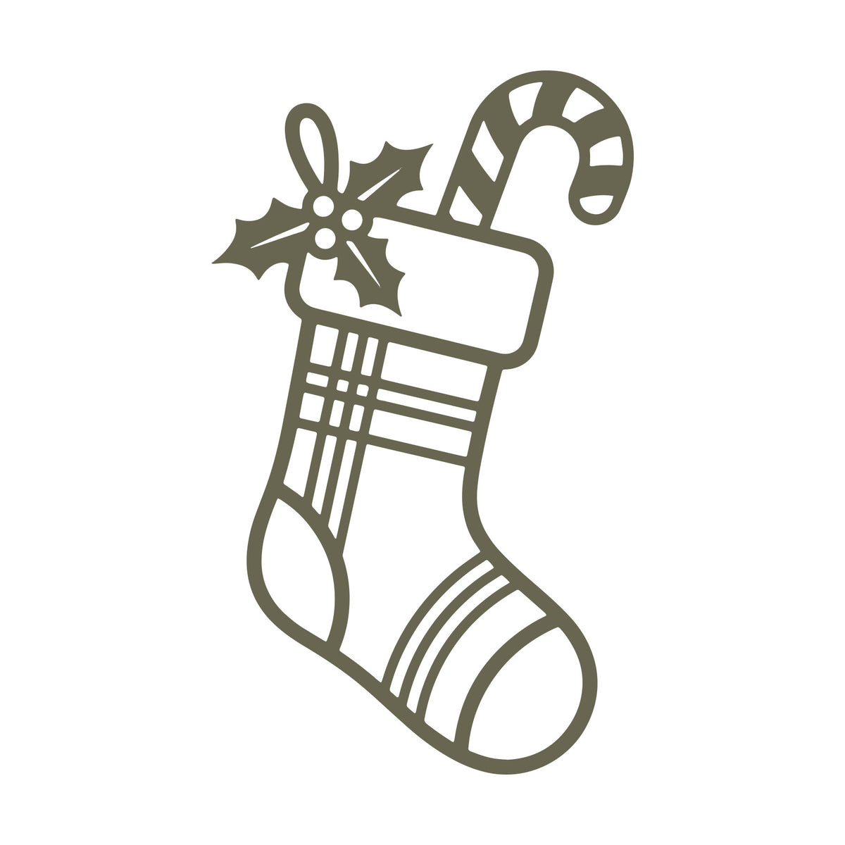 Christmas Stocking with Candy Cane Delrin Leather Stamp