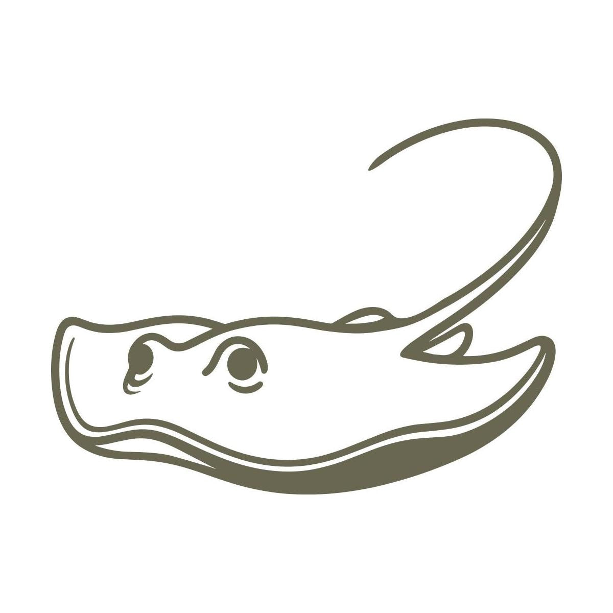 Graceful stingray design in a fluid pose, featuring smooth, minimalist lines and curved edges.