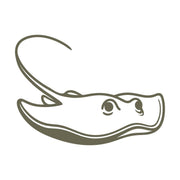 Graceful stingray design in a fluid pose, featuring smooth, minimalist lines and curved edges.