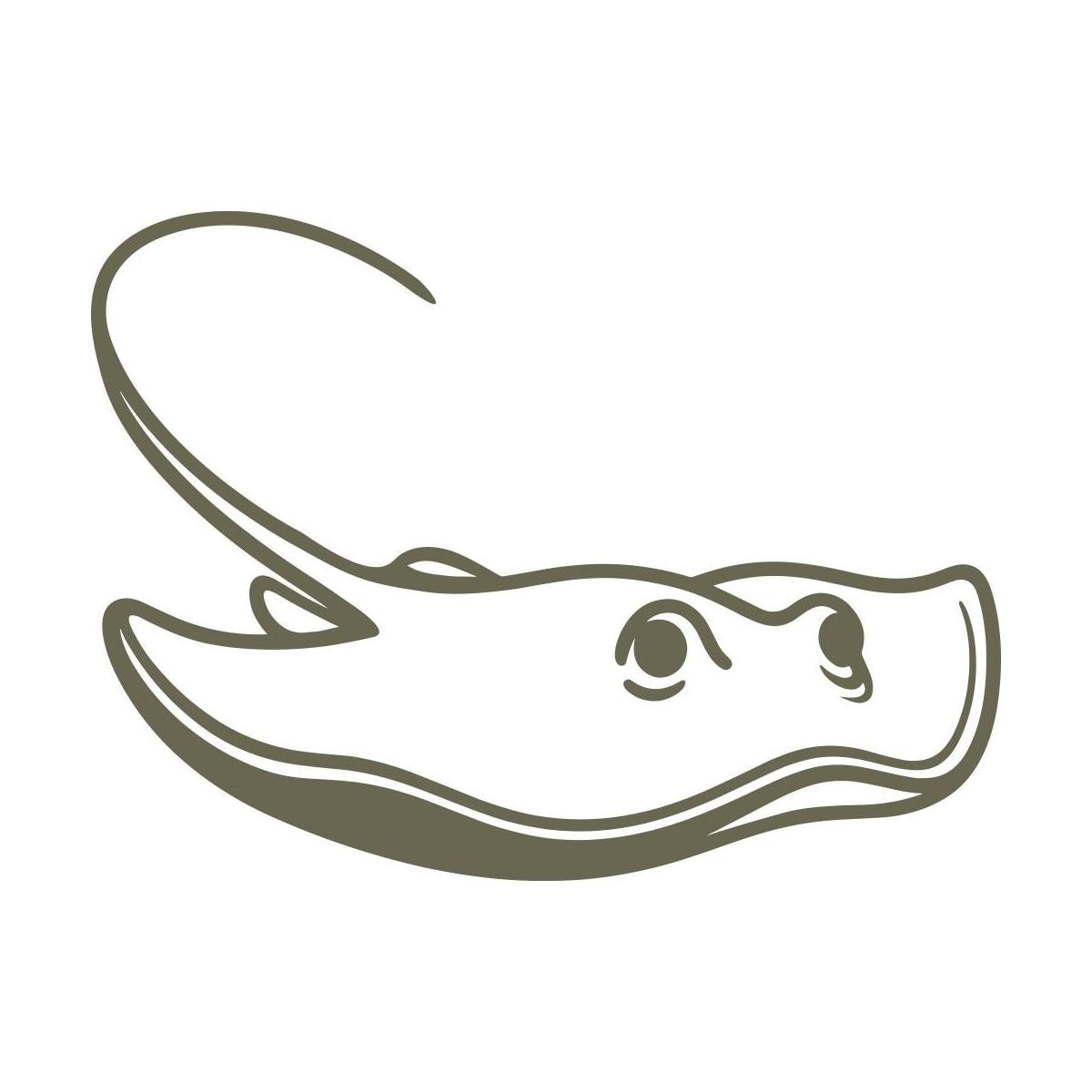 Graceful stingray design in a fluid pose, featuring smooth, minimalist lines and curved edges.