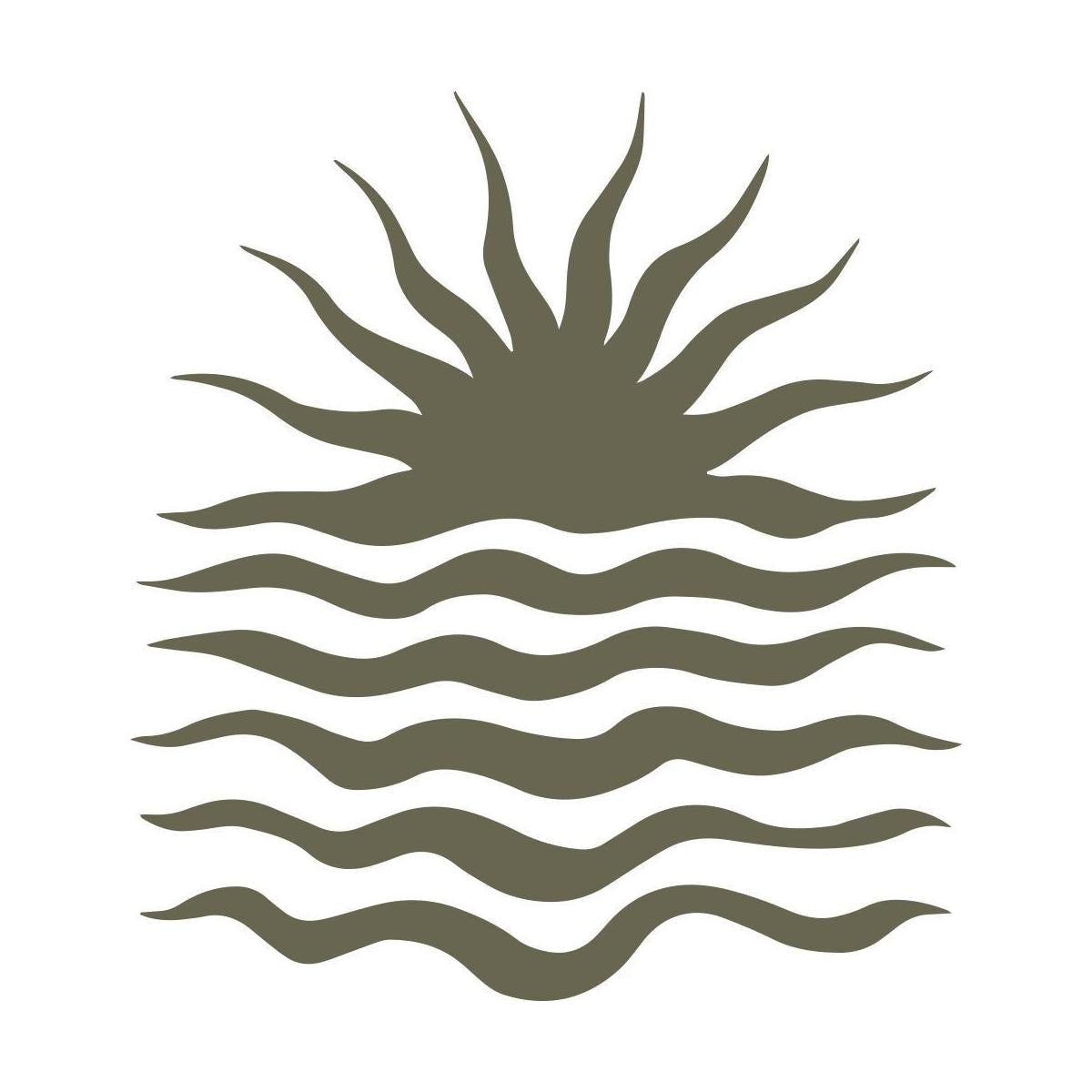 Sun over waves design leather stamp made from Delrin for ocean and beach-themed leatherworking projects