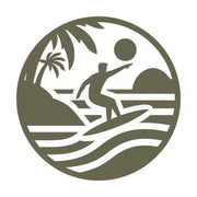 Surfer design leather stamp made from Delrin for beach and ocean-themed leatherworking projects