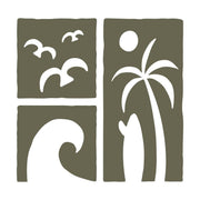 Tropical scene design leather stamp made from Delrin for beach and nature-themed leatherworking projects