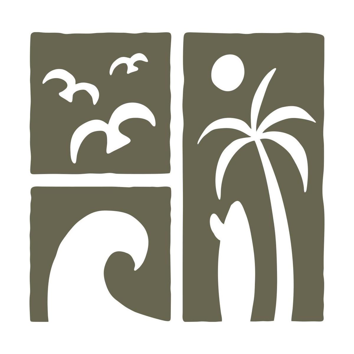 Tropical scene design leather stamp made from Delrin for beach and nature-themed leatherworking projects