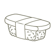 Delrin leather stamp design of tamago sushi nigiri, featuring a rectangular egg topping secured with a seaweed wrap—perfect for foodies and Japanese cuisine lovers.