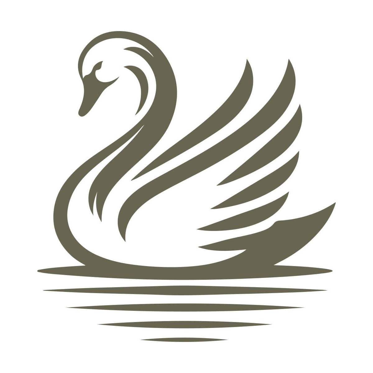 Elegant swan outline with stylized feathers and water ripples—ideal for Delrin leather stamps used in romantic, nature-inspired, or graceful leathercraft.
