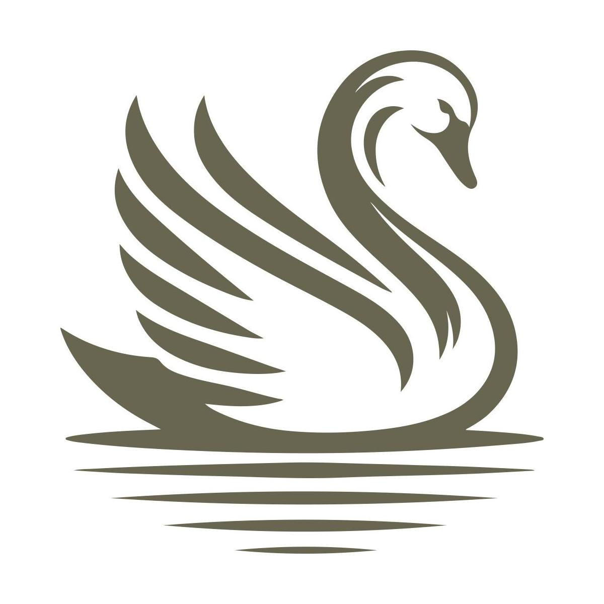 Elegant swan outline with stylized feathers and water ripples—ideal for Delrin leather stamps used in romantic, nature-inspired, or graceful leathercraft.