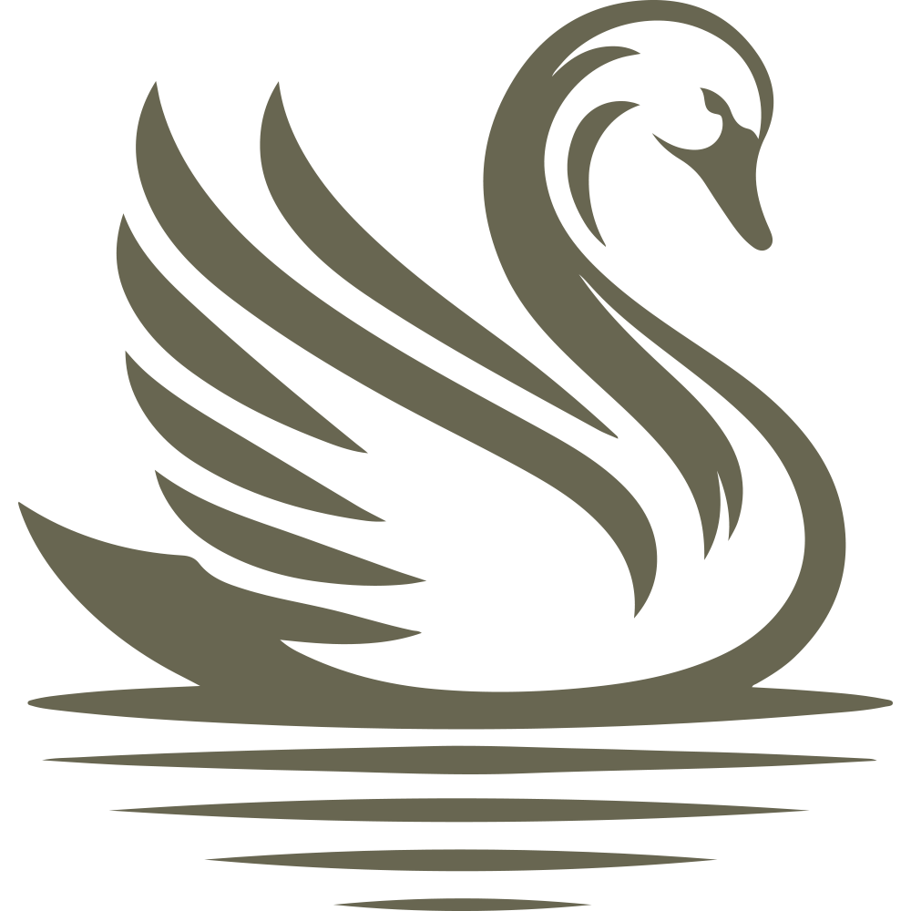 Elegant swan outline with stylized feathers and water ripples—ideal for Delrin leather stamps used in romantic, nature-inspired, or graceful leathercraft.