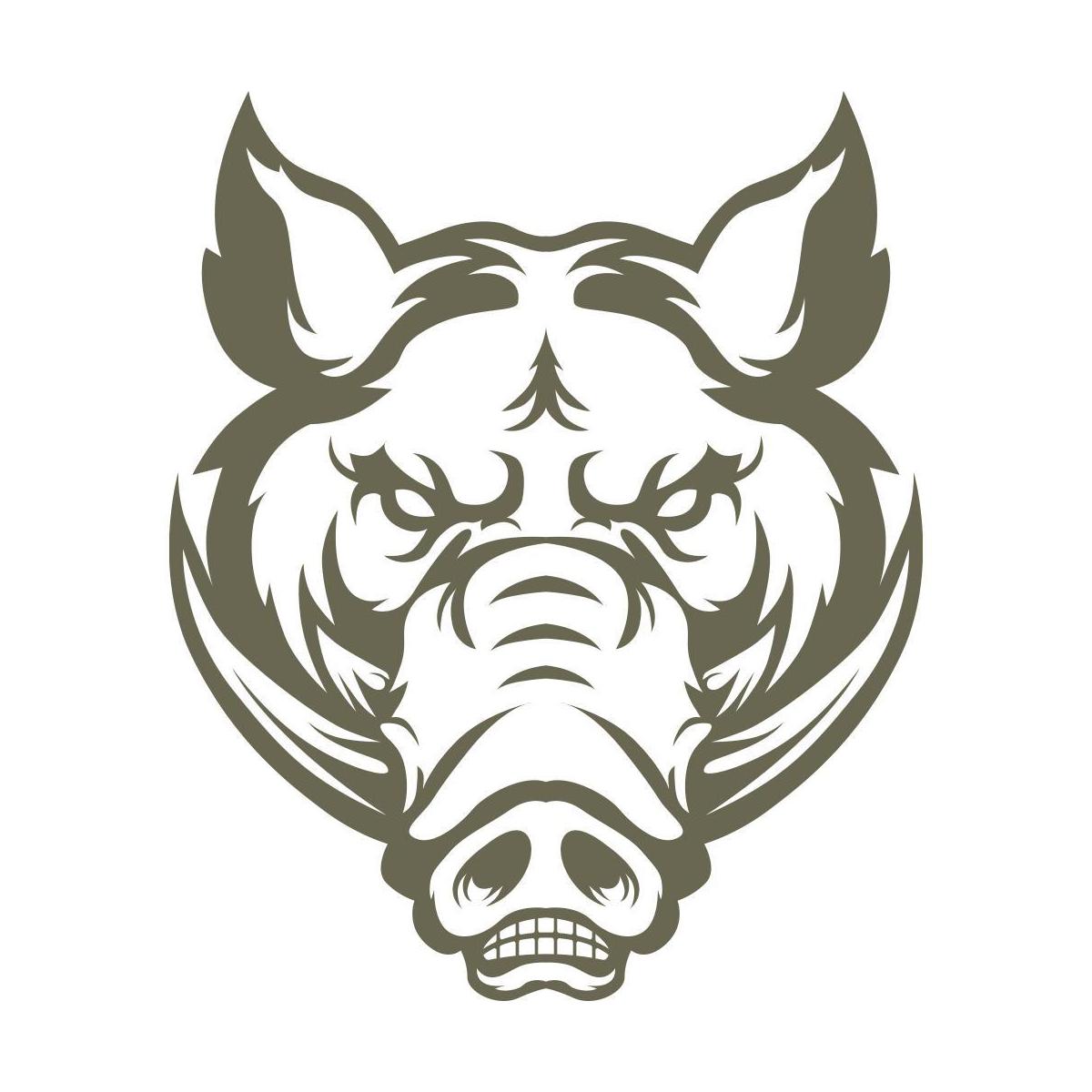 Detailed wild boar head leather stamp made from Delrin, ideal for adding fierce and rugged designs to leather projects for hunters and outdoor enthusiasts.