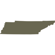 Simple silhouette of the state of Tennessee, featuring its distinctive rectangular shape with jagged western and eastern borders. A clean and minimalistic design ideal for engraving or embossing.