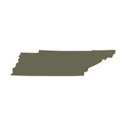 Simple silhouette of the state of Tennessee, featuring its distinctive rectangular shape with jagged western and eastern borders. A clean and minimalistic design ideal for engraving or embossing.