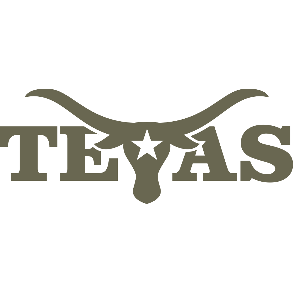 Delrin leather stamp with a Texas longhorn design, incorporating bold typography and a star accent, ideal for Western-themed leathercraft projects.