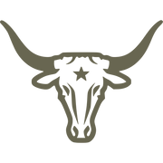 Western-style steer skull design with long horns and a star detail at the center, made as a Delrin leather stamp—perfect for cowboy-themed leather projects or rustic accessory designs.