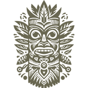 Delrin leather stamp with an intricate tribal mask design, perfect for cultural and decorative-themed leatherworking projects.