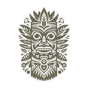 Delrin leather stamp with an intricate tribal mask design, perfect for cultural and decorative-themed leatherworking projects.