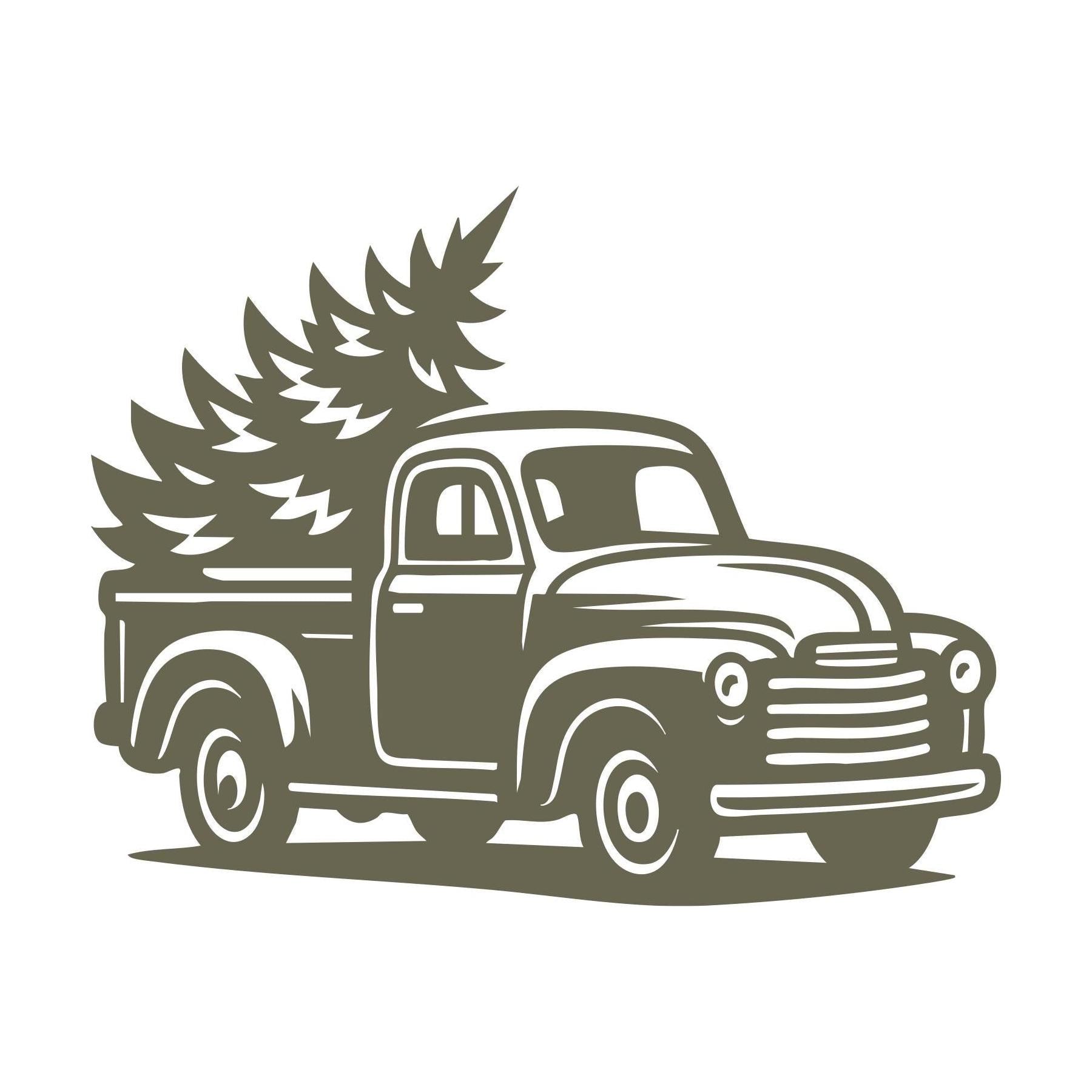 Vintage Truck with Tree Delrin Leather Stamp