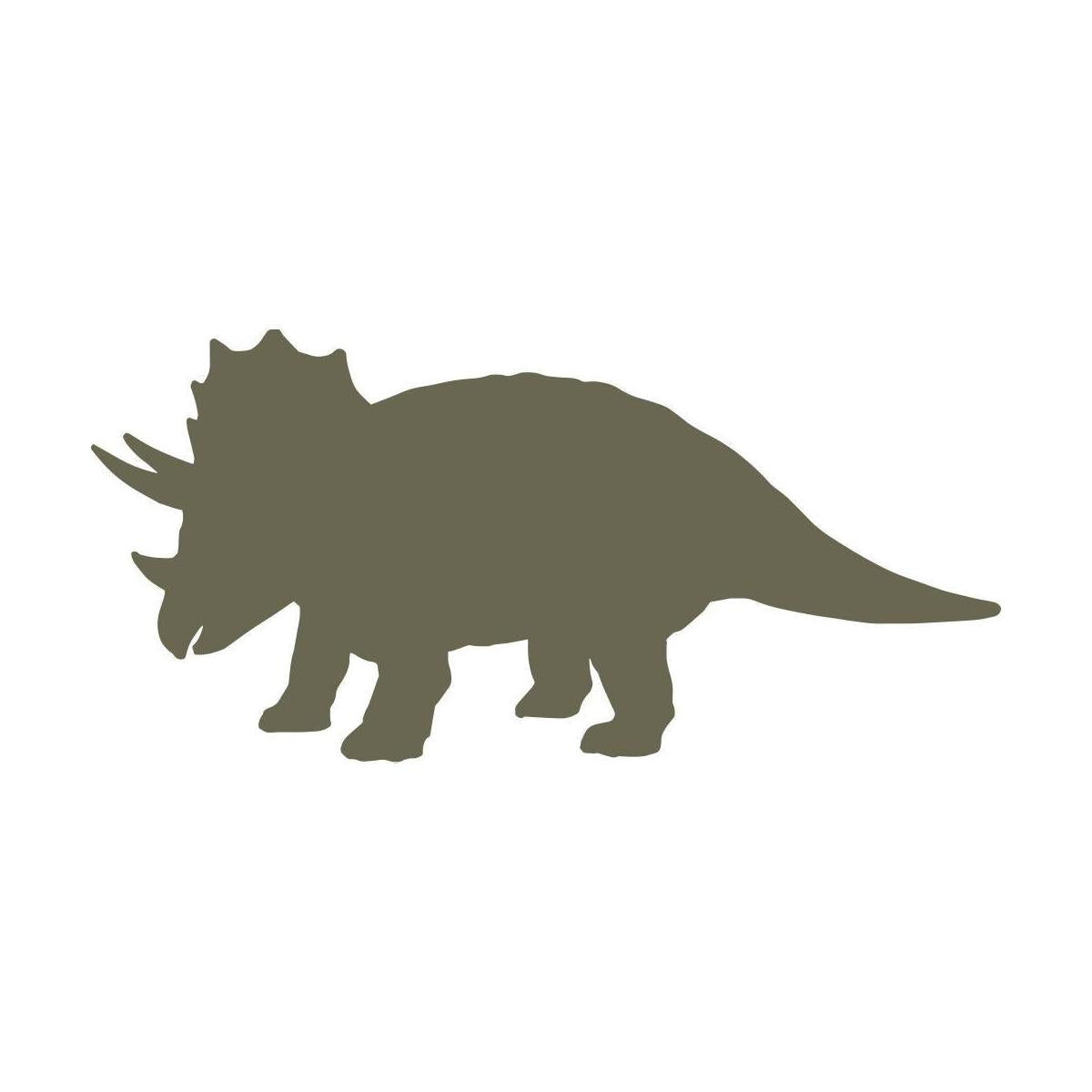 Silhouette illustration of a triceratops dinosaur with three horns and a large frill, designed for use as a Delrin leather stamp.