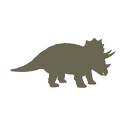 Silhouette illustration of a triceratops dinosaur with three horns and a large frill, designed for use as a Delrin leather stamp.