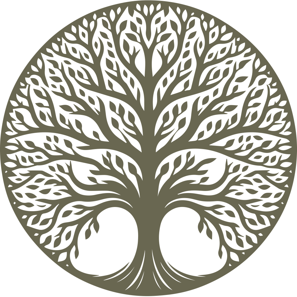 Elegant tree of life design with intricate branches and leaves, symbolizing growth and connection.