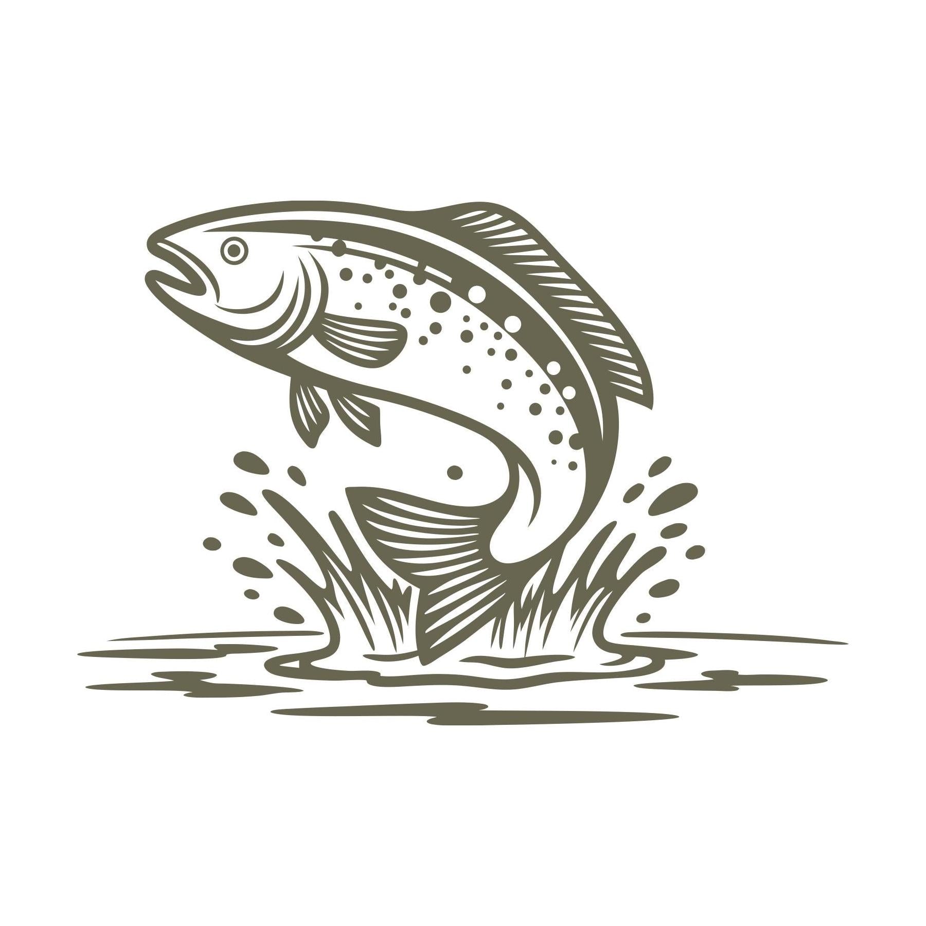 Trout Fish in Water Delrin Leather Stamp