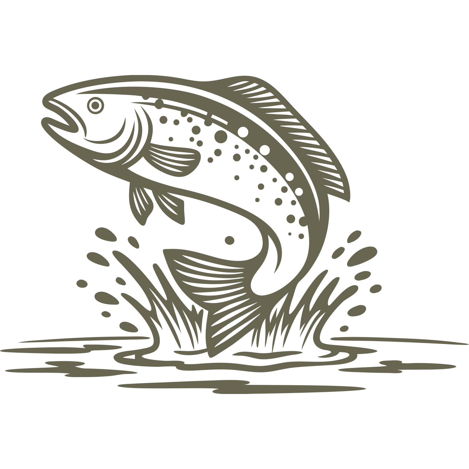 Trout Fish in Water Delrin Leather Stamp