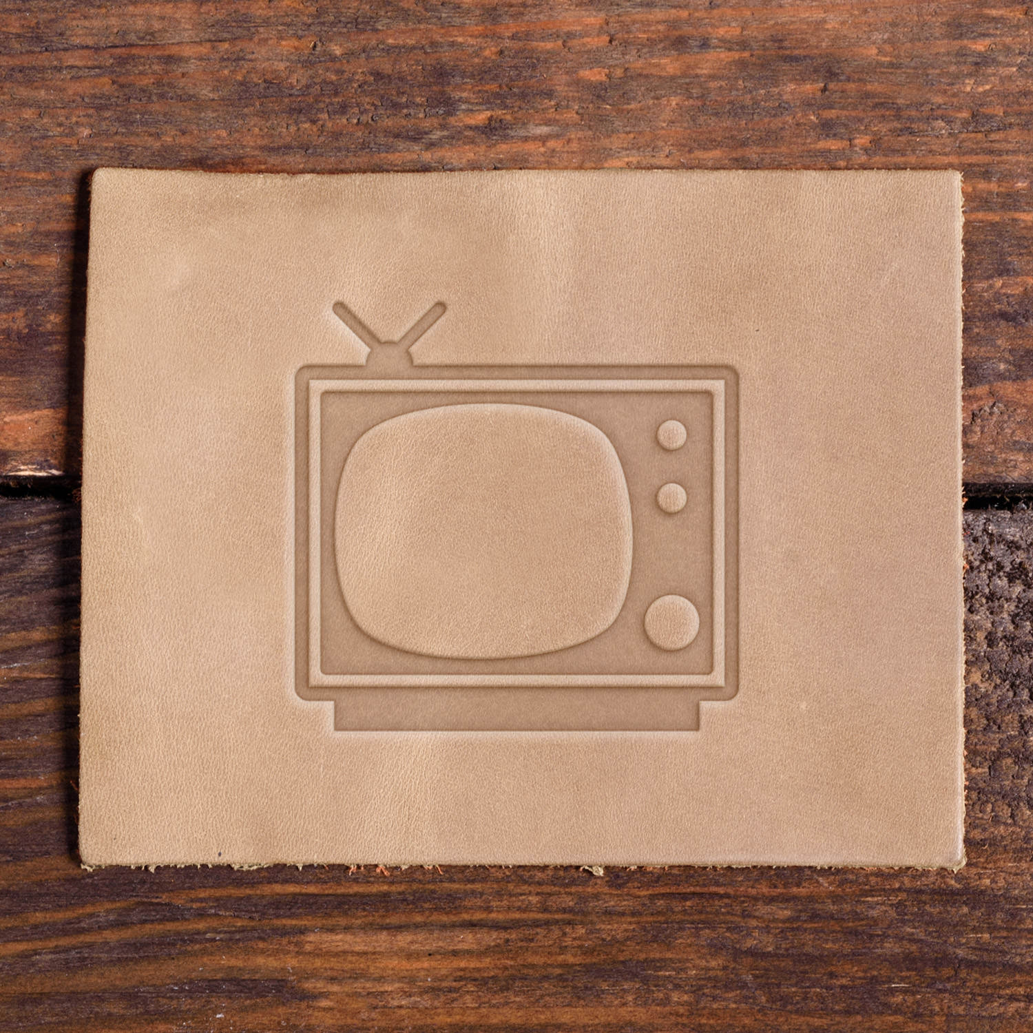 Retro TV Delrin Leather Stamp