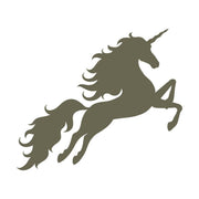 A blank image with a solid, dark olive green background showcasing the simplicity of the Unicorn Delrin Leather Stamp. There are no additional details, text, or objects visible.