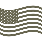 Minimalist waving American flag design featuring 50 stars and 13 stripes in a clean, stylized silhouette.