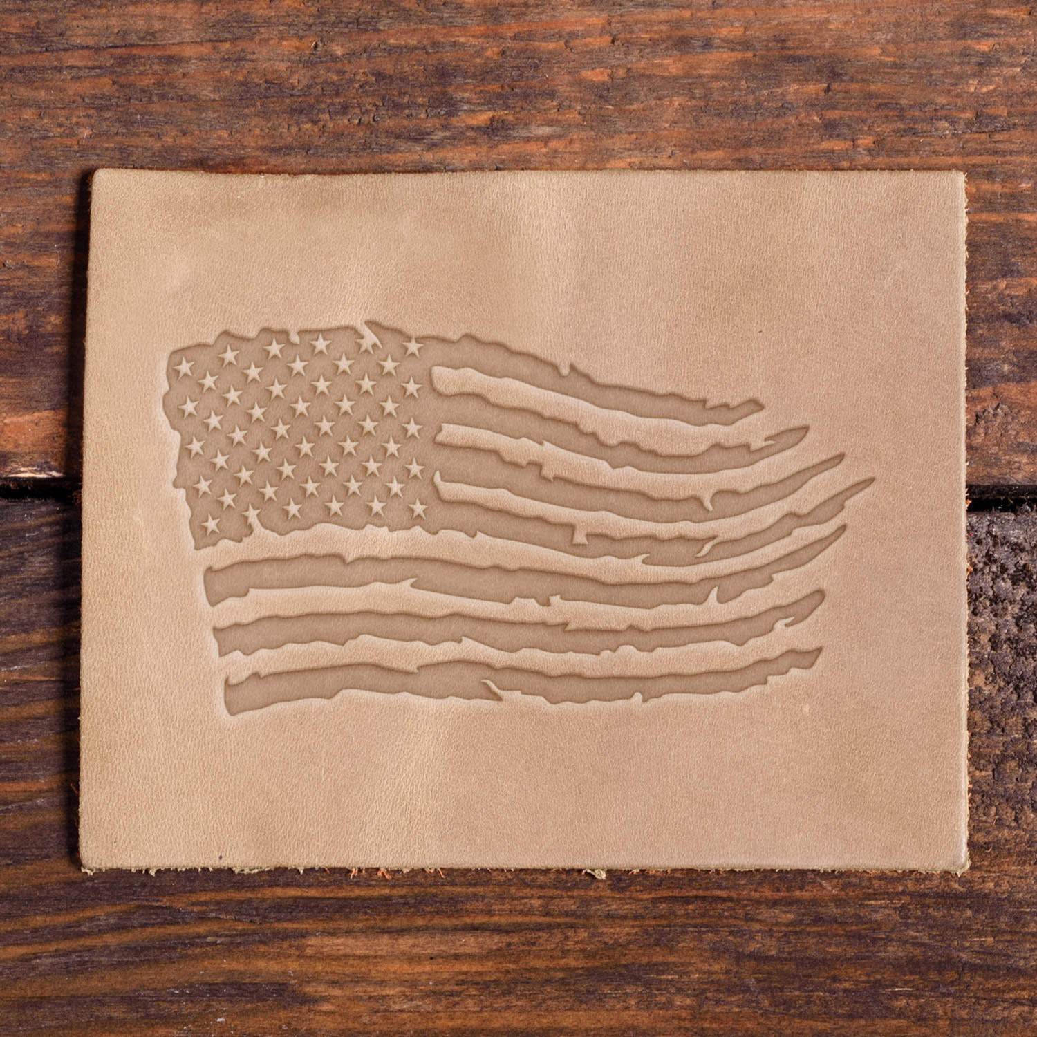 Distressed Wavy American Flag Delrin Leather Stamp