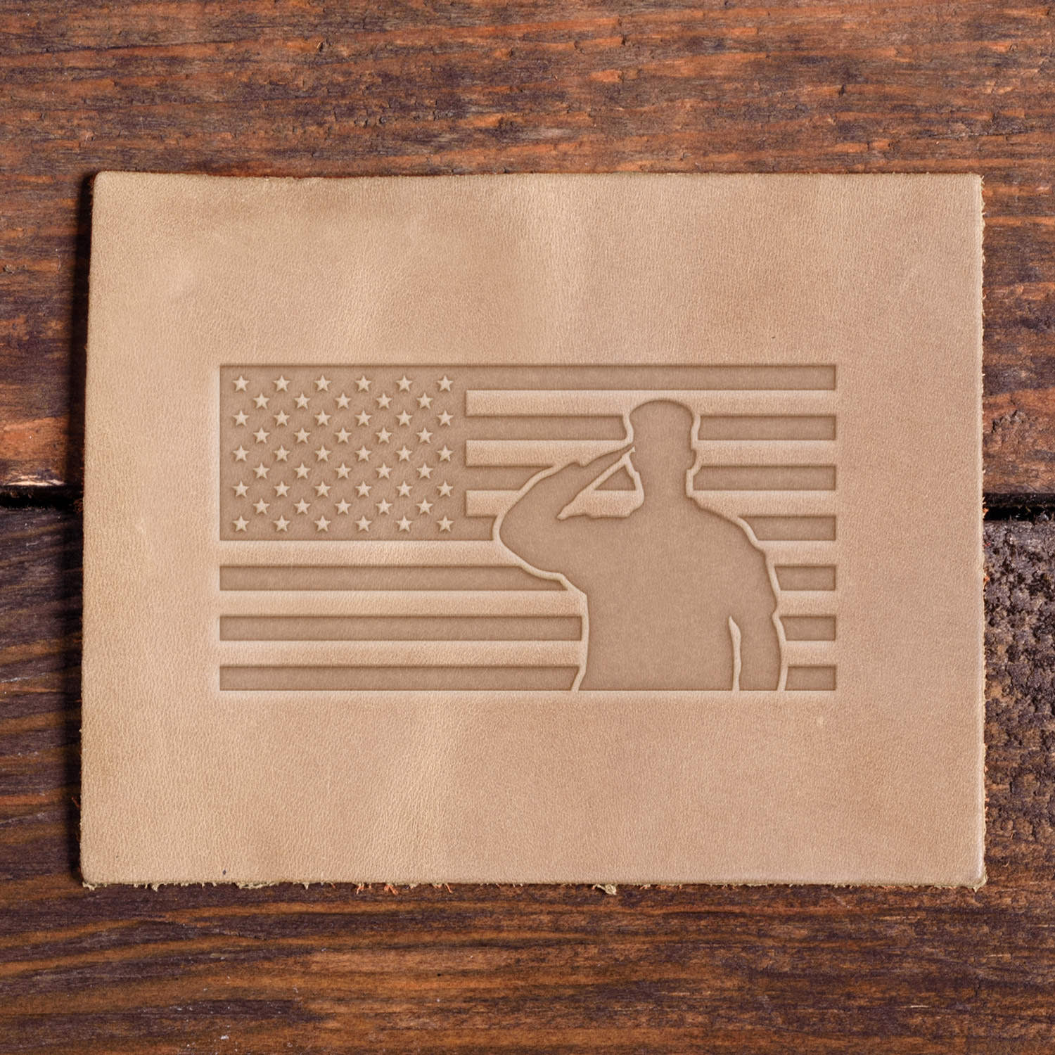 American Flag with Soldier Delrin Leather Stamp