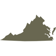 Silhouette of the state of Virginia, featuring its distinctive geographic outline. A clean and bold design ideal for state pride and regional crafts.