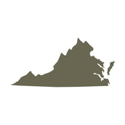 Silhouette of the state of Virginia, featuring its distinctive geographic outline. A clean and bold design ideal for state pride and regional crafts.