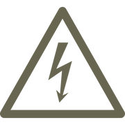 High voltage warning symbol crafted as a Delrin leather stamp—features a bold lightning bolt inside a triangle for striking, industrial-themed leatherwork.