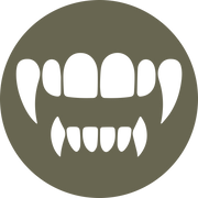 A solid dark olive green background fills the entire image, characterized by an even, untextured shade of green throughout. No patterns or designs are present, creating a uniform backdrop that highlights the intricacies of the Vampire Teeth Delrin Leather Stamp.
