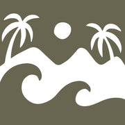 Tropical landscape design leather stamp made from Delrin for beach and nature-themed leatherworking projects