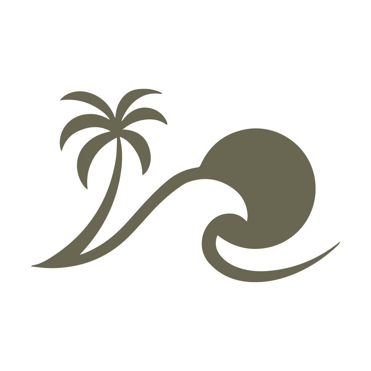 Minimalist tropical wave with a palm tree, perfect for beach-themed stamping and leathercraft.